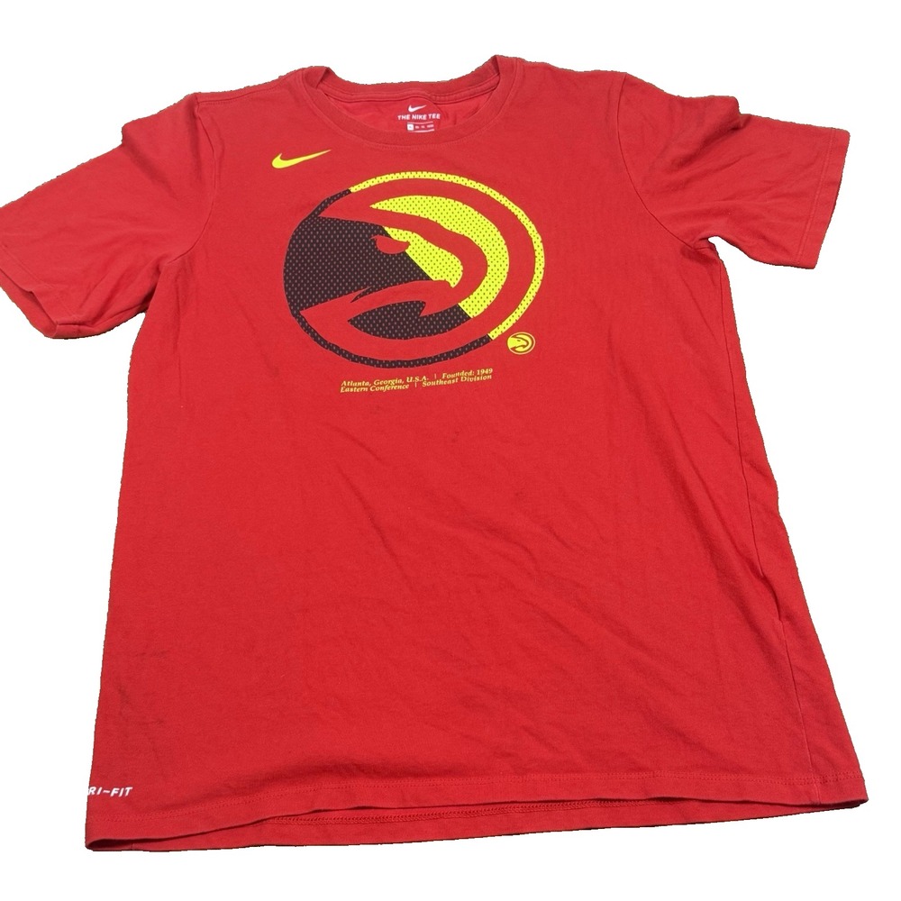Nike Atlanta Hawks Youth Dri-FIT T-Shirt Red Size XL 18/20 NBA Logo Tee